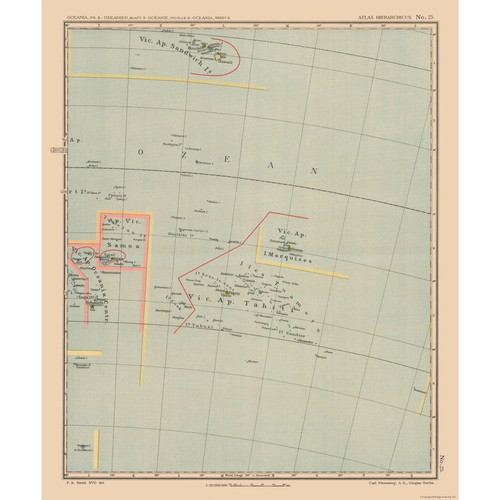 Mappa storica oceania samoa - oceania,