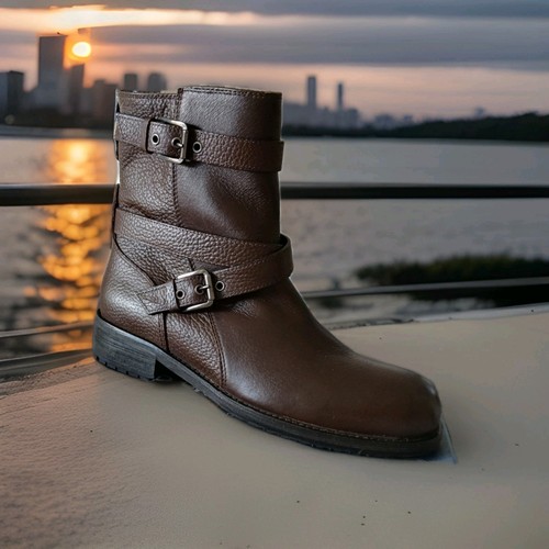 Brown leather boots - boots, size