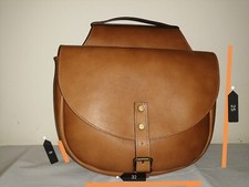 BORSA DOPPIA  LATERALE PER BICI VERA PELLE Nero, Marrone, Marrone Chiaro