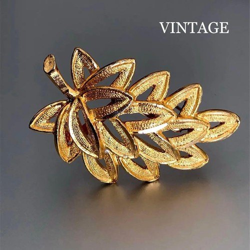 Spilla foglia vintage metallo