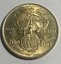 Italia 1997 Moneta 200 Lire Centenario Lega Navale Italiana KM#186