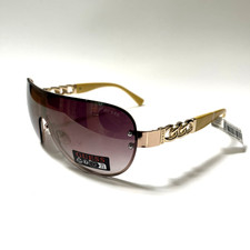 Occhiali da sole aviatore GUESS GO00037 senza montatura acetato catena gialla oro nuovi originali