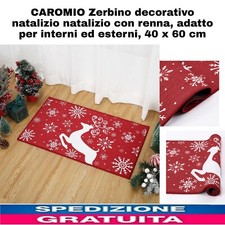 Zerbino decorativo natalizio con renna,x interni Esterni 60x40cm Tappeto Natale 