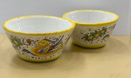 Deruta pottery double bowl - pottery,