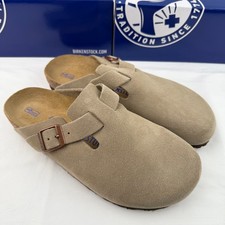 Zoccoli Birkenstock Boston in morbida pelle scamosciata talpa misura a scelta
