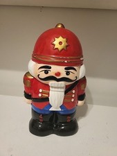 SCHIACCIANOCI AMC NY VINTAGE Multicolore Ceramica Giocattolo Soldatino Natale Biscottiera Barattolo e Coperchio