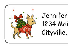 Etichette adesive Chihuahua Albero di Natale personalizzate indirizzo ritorno cane