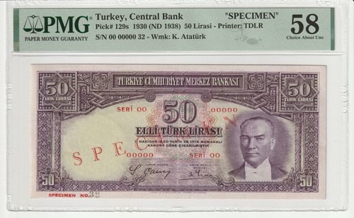1938 specimen lire turche - 1938,