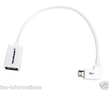 Cable usb femelle vers micro usb coudé OTG blanc pour Google Nexus 7 Nexus 10