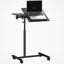 HOMCOM Tavolino da Divano Porta PC Ruote Bloccabili e Piano Inclinabile Nero