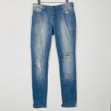 Jeans skinny Carlos Miele lavaggio leggero invecchiato distrutto donna 44 medio grande