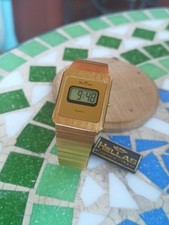 Vintage Lcd Digital Watch Hellas Gold Tone NOS Dress