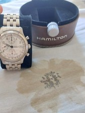 Raro cronografo Hamilton Khaki Field ref 3828 Valjoux, quadrante bianco polare