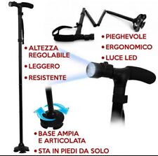 BASTONE DA PASSEGGIO pieghevole con LUCI LED APPOGGIO SICURO ANZIANI estendibile