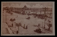 LIDO DI ROMA OSTIA STABILIM. ED. EL PAMPERO 1933 +VEDUTA AEREA 1920 M. SARAGONI