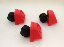 SET 3 RUOTE IN PLASTICA NERA CON SUPPORTO IN PLASTICA ROSSA PER BIDONE METALLICO