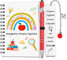 Set Regalo Grazie Insegnante Includere Blocco Note a Spirale A6 Penna a Sfera Ro