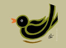 JACQUELINE DITT - Black Bird - Mini ACEO ltd.stampa grafica ger.sign. uccellino