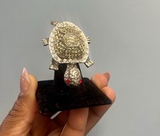 Anello regolabile Estate tono argento strass articolato tartaruga mobile