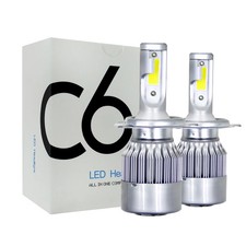 2Pcs LED H7 C6 H4 Hi/Lo 80W