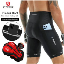 Pantaloncini Ciclismo X-Tiger con Tasca Posteriore Catarifrangenti Gel 5D