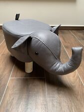 Sgabello Pouf Elefante Alzata Poggiapiedi Basso Tessuto Similpelle Colore Grigio