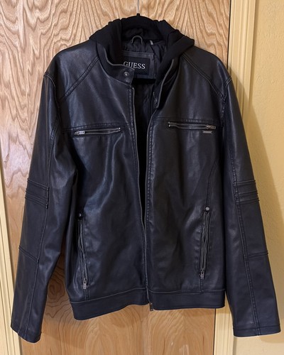 Guess giacca ecopelle nera - guess,
