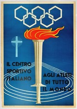 Poster Sportivo Italia Giochi Olimpici Torcia 1960 Centro Sportivo