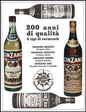 PUBBLICITA' 1957 VINO VERMOUTH CINZANO BIANCO ROSSO DRY CHINATO BOTTIGLIE WINE 