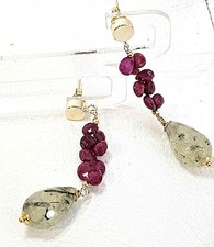 Orecchini in argento 925, rubini e prehnite naturali