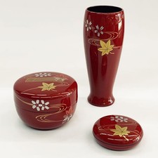 Set zattera di fiori in legno laccato 3 pezzi con scatola utensili cerimonia ...