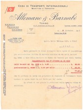 Fattura Torino Allemano & Barnabè Trasporti Marittimi e Terrestri 1921 QX3010
