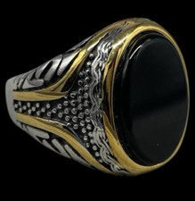 ANELLO PIETRA NERA OVALE ONICE