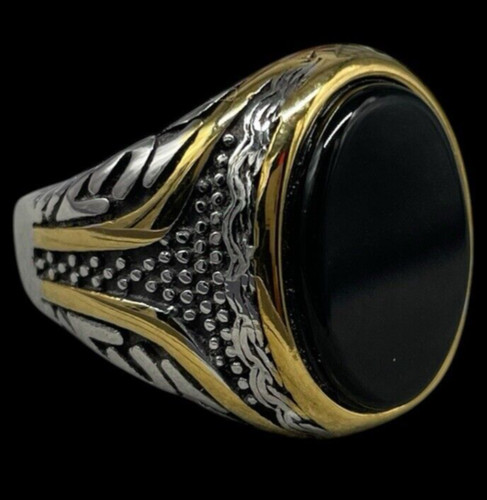 Anello pietra nera ovale - anello,
