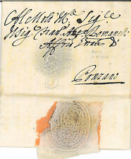 Prefilatelica timbro a secco CE. Roma 17.9.1735 per Ponzano, sigillo al retro