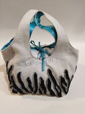 BORSA A MANO IN TESSUTO RICAMO PERLINE BYBLOS BLU COME NUOVA CON RICAMBI 16x16