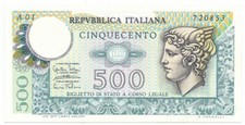 500 LIRE BIGLIETTO DI STATO MERCURIO PRIMA SERIE A01 14/02/1974 FDS-/FDS