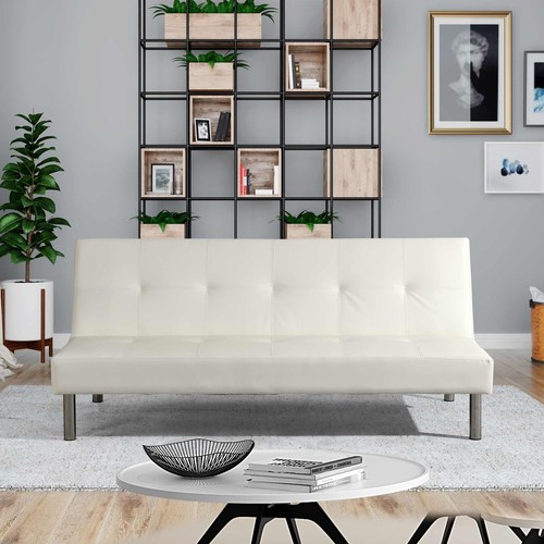 Divano letto ecopelle bianco - ecopelle,