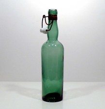 Bottiglia fine '800 tappo ceramica ermetico vetro verde antica vintage v24