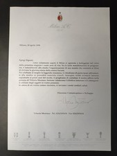 Lettera Milan A.C. 1998 mostra centenario Mentana tifosi memorabilia originale