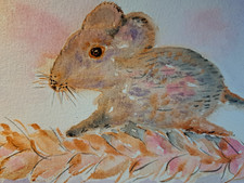 QUADRO Topino acquerello su carta 15x21 cm. ACEO mouse