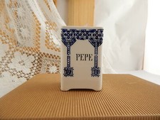 ANTICO BARATTOLO CERAMICA CUCINA ART DECO PRIMO 900 PEPE DECORO BLU