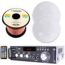 Kit Home Theater 600W BT. Amplificatore + Telecomando 2QTY di Altoparlanti 5,25"in + Filo 50ft