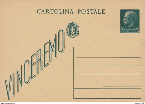 Intero postale vinceremo - intero, c.15