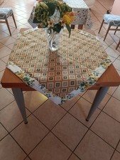 CENTROTAVOLA ROSE GIALLE  In gobelin E COTONE DOUBLE FACE  