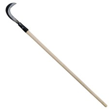 Falce da Giardino con Manico Lungo, Lama Curva in Acciaio, Manico in Legno 80 cm