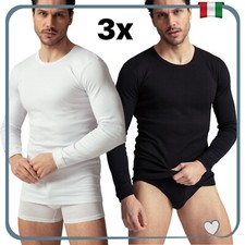 Set 3 Maglia Intima Uomo In Caldo Cotone Felpato Manica Lunga Maglietta Termica 