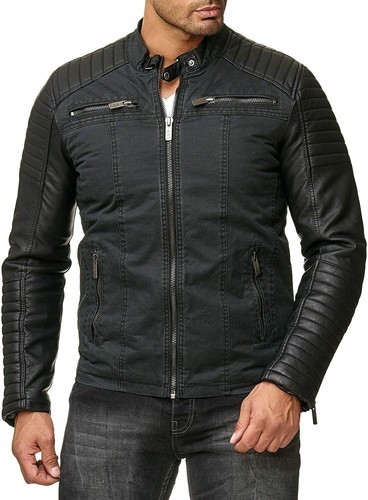 Giacca pelle biker uomo
