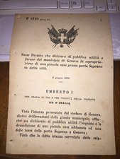 REGIO DECRETO PUBBLICA UTILITà A FAVORE MUNICIPIO GENOVA ESPR CASA PORTA SOPRANA