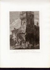 VILLA ADRIANA A TIVOLI , di  G. COTTAFAVI , grande incisione su rame , 1840